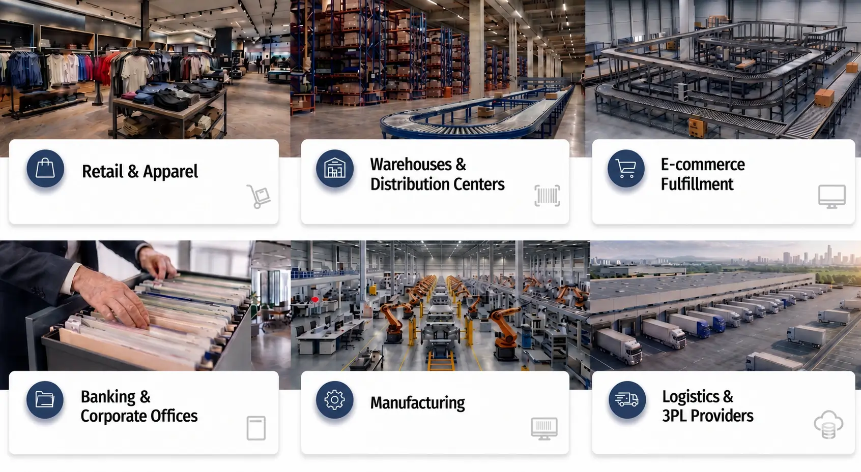 Industries using RFID tunnel readers in retail, warehouses, manufacturing, logistics, and e-commerce fulfillment.